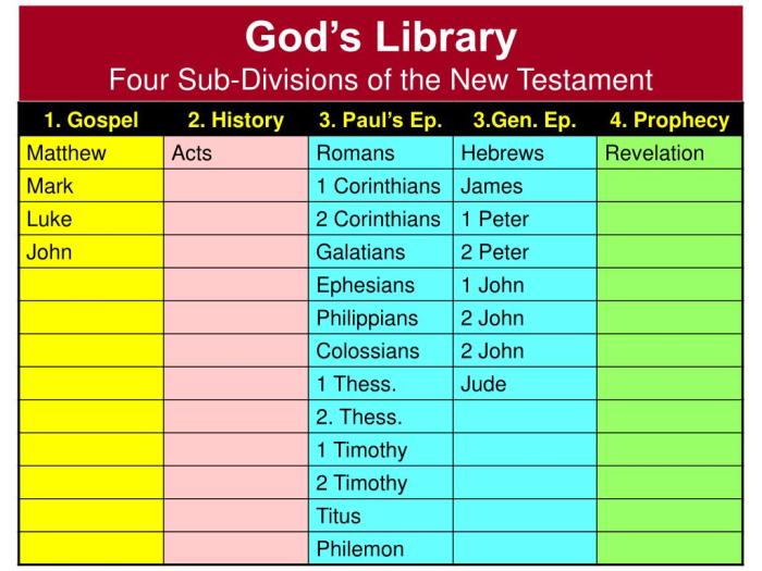 Divisions of the new testament