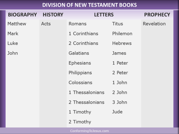 Divisions of the new testament