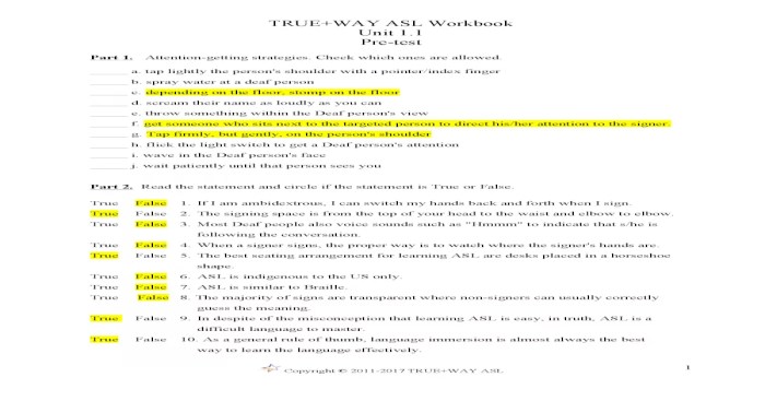 True way asl unit 4 comprehension test answers