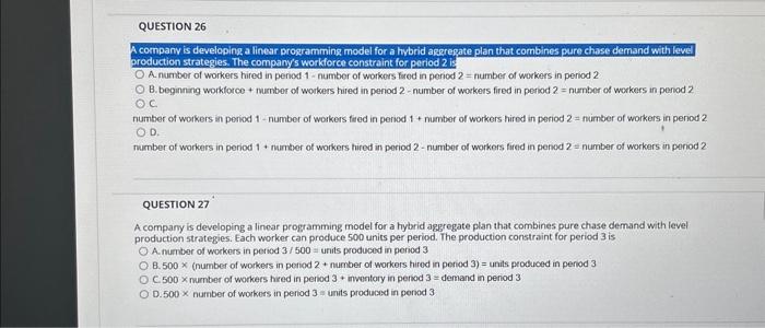 Linear programming to produce an aggregate plan